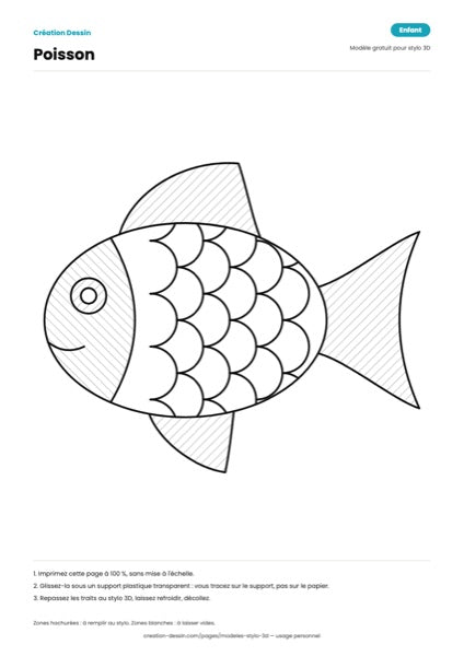 Modèle de poisson à écailles simples pour stylo 3D